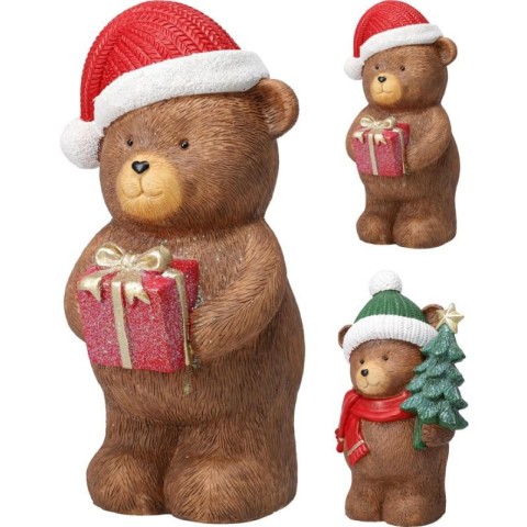 ORSO BRUNO CON ALBERO E PACCO NATALE H.27 2 ASSORTITI